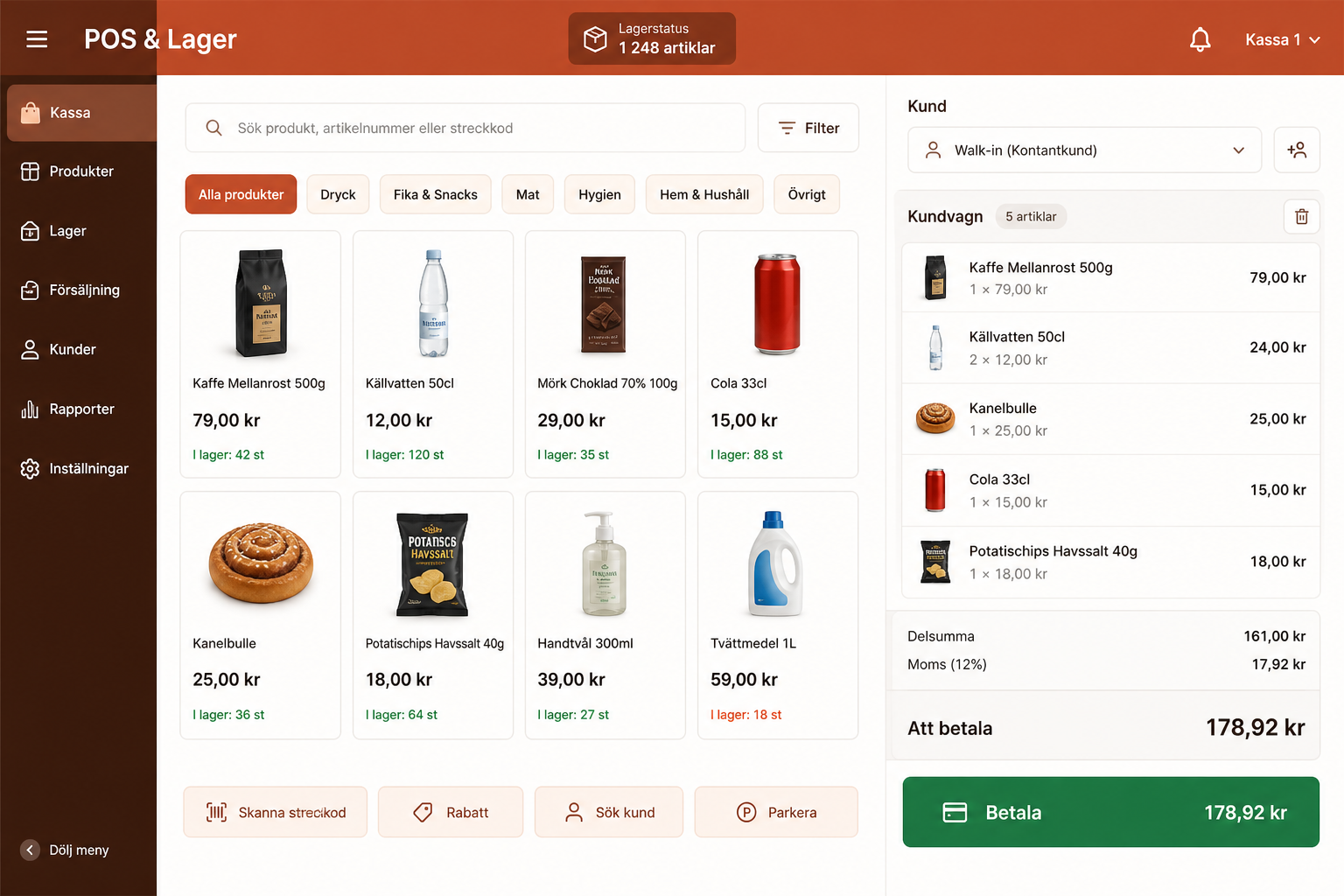 POS och Lager webbapp med kassa, produkter och lagerhantering